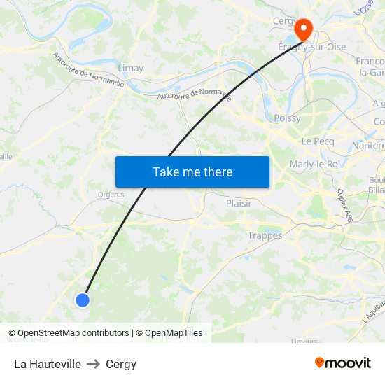La Hauteville to Cergy map