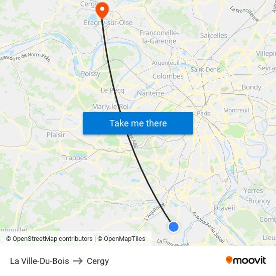 La Ville-Du-Bois to Cergy map