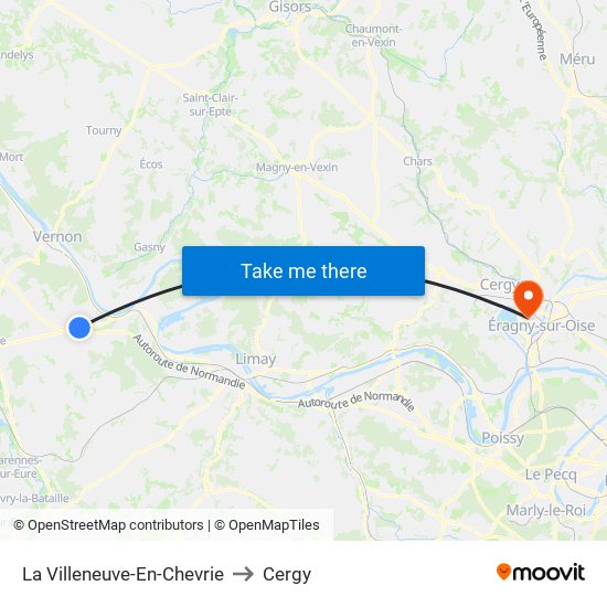 La Villeneuve-En-Chevrie to Cergy map