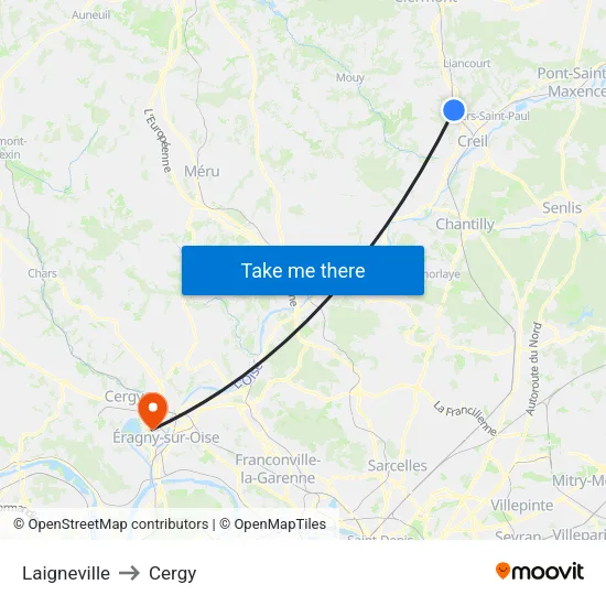 Laigneville to Cergy map