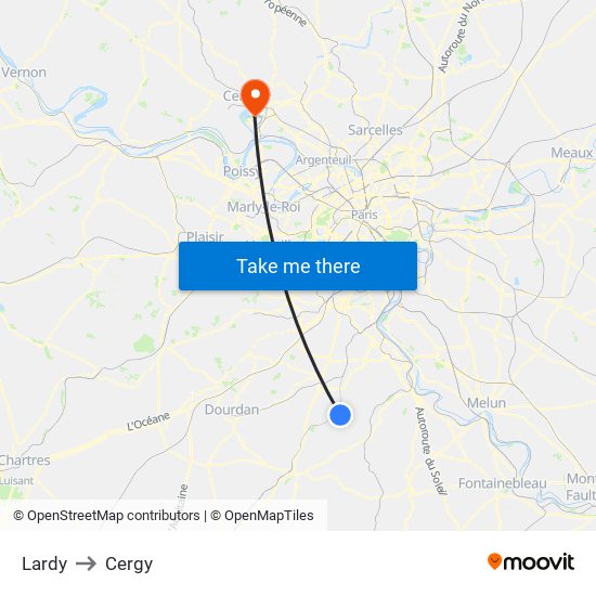 Lardy to Cergy map