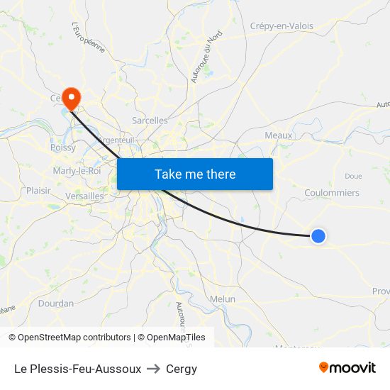 Le Plessis-Feu-Aussoux to Cergy map