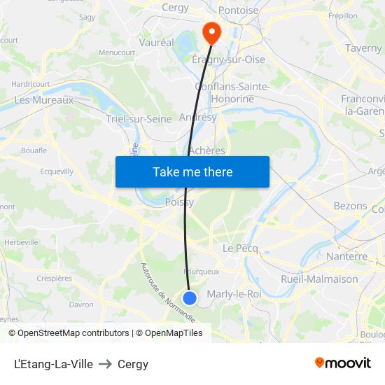 L'Etang-La-Ville to Cergy map