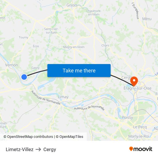 Limetz-Villez to Cergy map