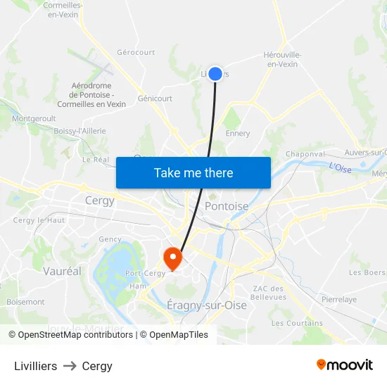 Livilliers to Cergy map