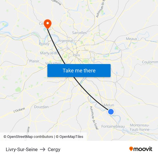 Livry-Sur-Seine to Cergy map