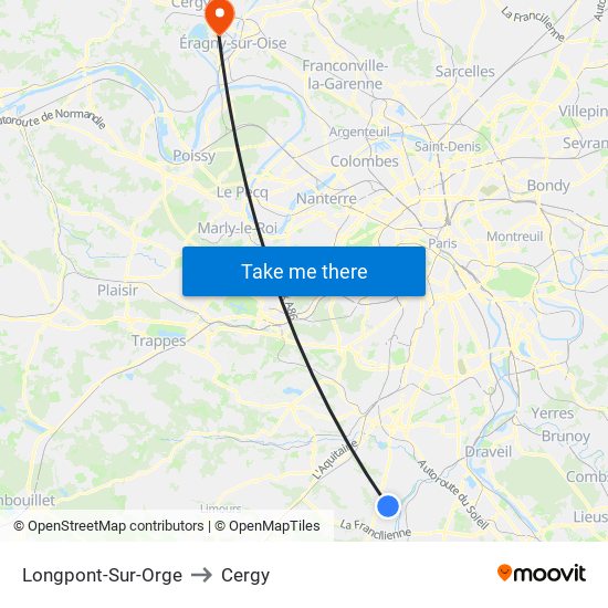 Longpont-Sur-Orge to Cergy map