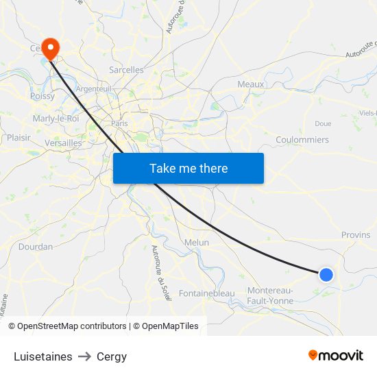 Luisetaines to Cergy map