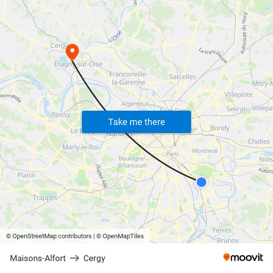 Maisons-Alfort to Cergy map