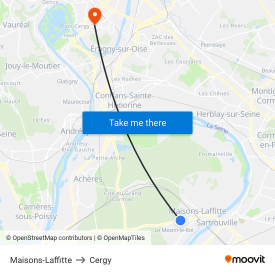 Maisons-Laffitte to Cergy map