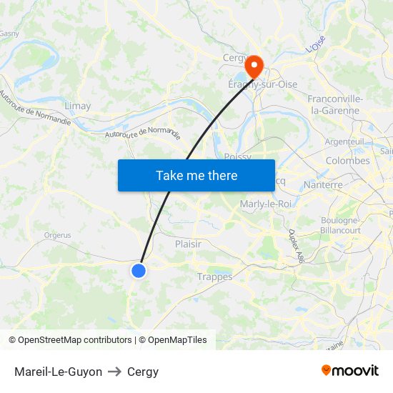 Mareil-Le-Guyon to Cergy map