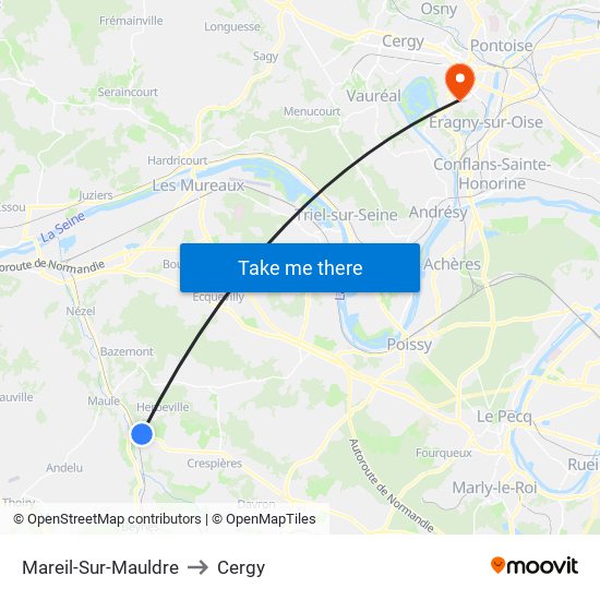 Mareil-Sur-Mauldre to Cergy map