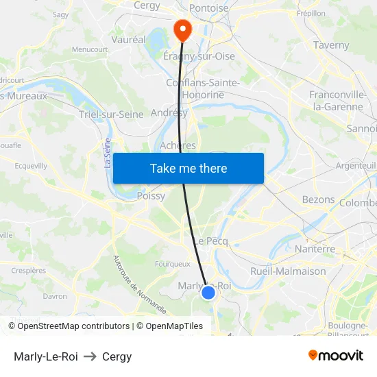 Marly-Le-Roi to Cergy map