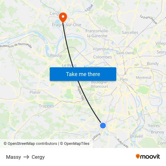 Massy to Cergy map