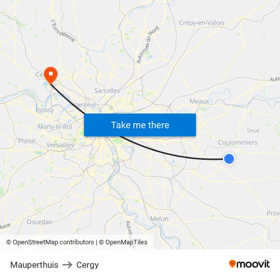 Mauperthuis to Cergy map