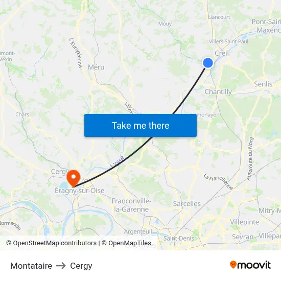 Montataire to Cergy map
