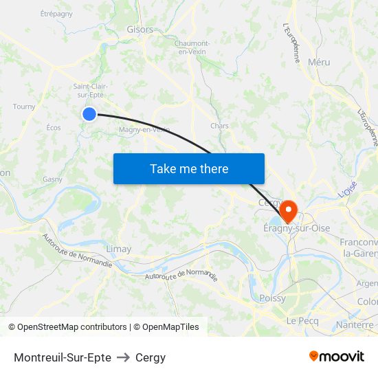 Montreuil-Sur-Epte to Cergy map