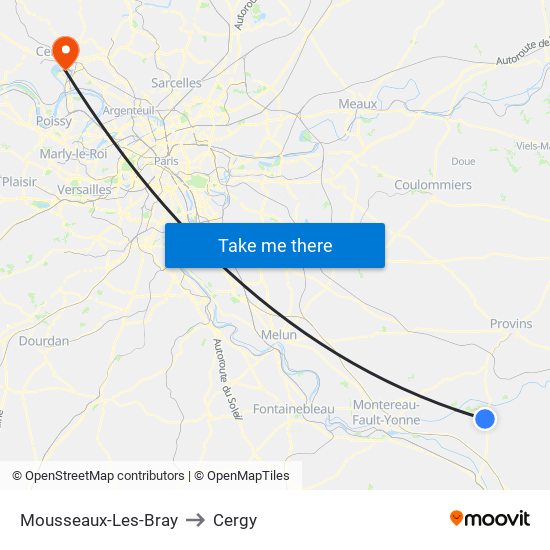 Mousseaux-Les-Bray to Cergy map