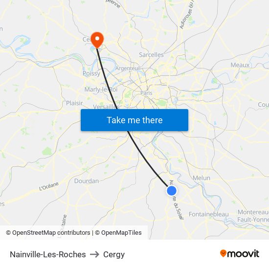 Nainville-Les-Roches to Cergy map