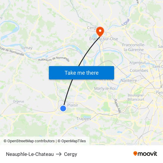 Neauphle-Le-Chateau to Cergy map