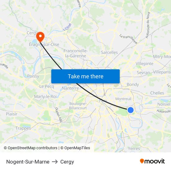 Nogent-Sur-Marne to Cergy map