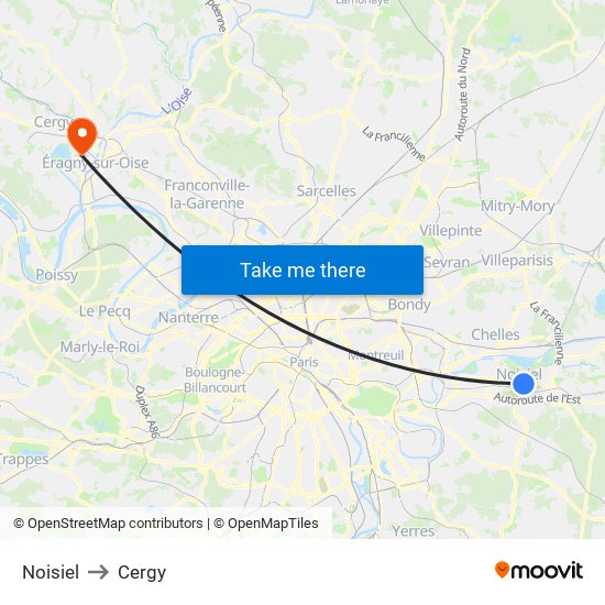 Noisiel to Cergy map