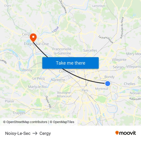 Noisy-Le-Sec to Cergy map