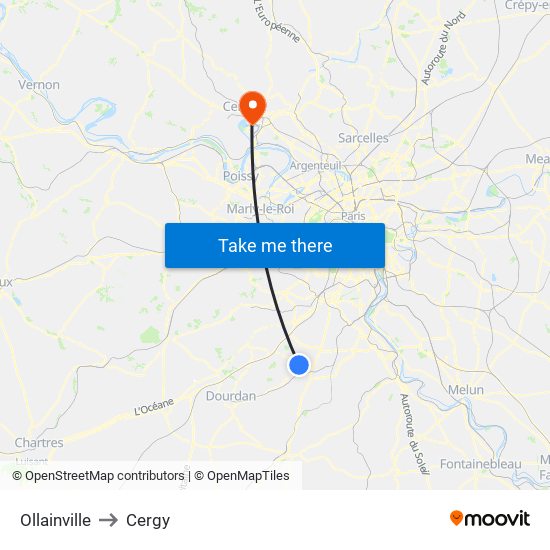 Ollainville to Cergy map