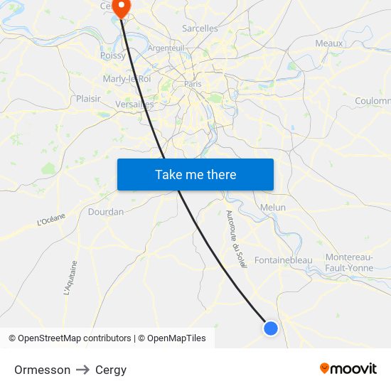 Ormesson to Cergy map