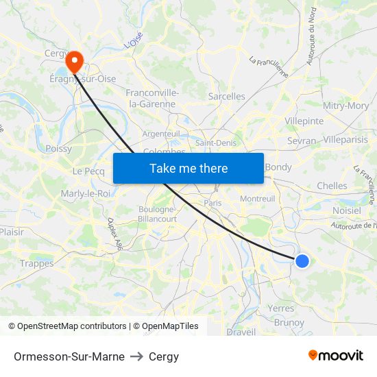 Ormesson-Sur-Marne to Cergy map