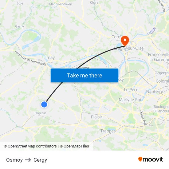 Osmoy to Cergy map