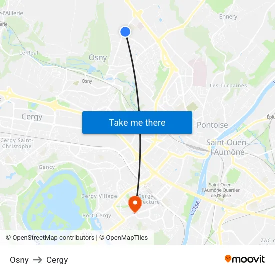 Osny to Cergy map