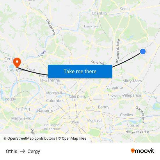 Othis to Cergy map