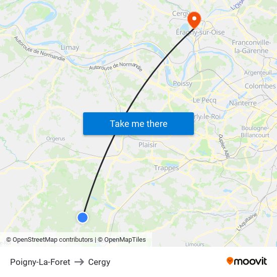 Poigny-La-Foret to Cergy map