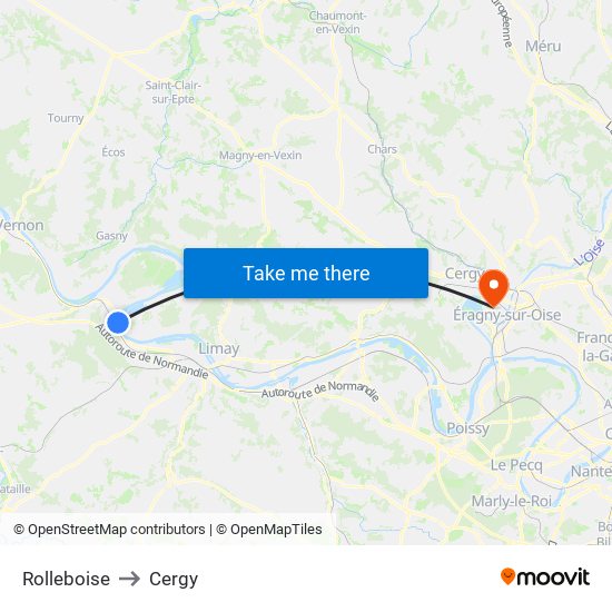 Rolleboise to Cergy map