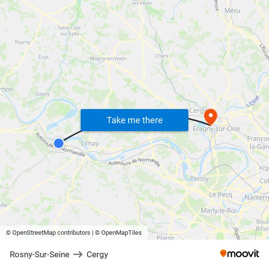 Rosny-Sur-Seine to Cergy map