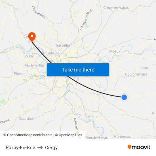 Rozay-En-Brie to Cergy map