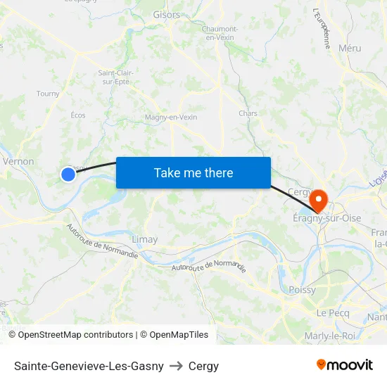 Sainte-Genevieve-Les-Gasny to Cergy map