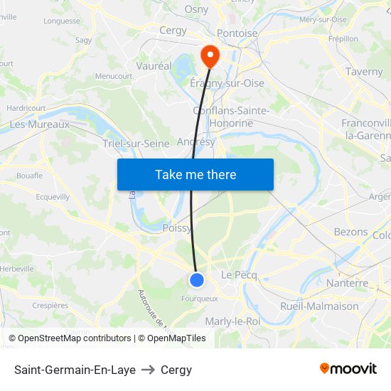 Saint-Germain-En-Laye to Cergy map
