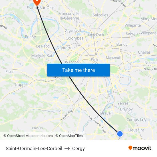 Saint-Germain-Les-Corbeil to Cergy map