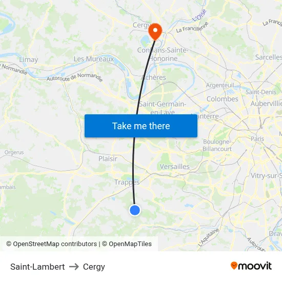 Saint-Lambert to Cergy map