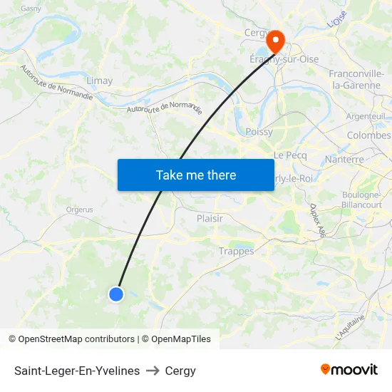 Saint-Leger-En-Yvelines to Cergy map