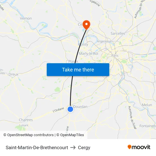 Saint-Martin-De-Brethencourt to Cergy map