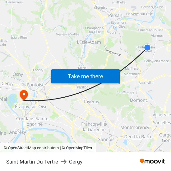 Saint-Martin-Du-Tertre to Cergy map