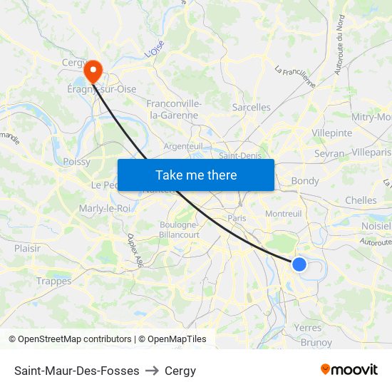 Saint-Maur-Des-Fosses to Cergy map