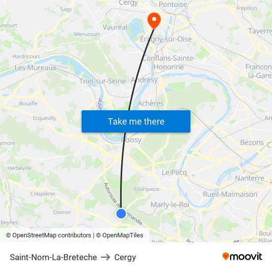 Saint-Nom-La-Breteche to Cergy map