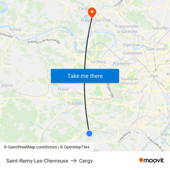 Saint-Remy-Les-Chevreuse to Cergy map
