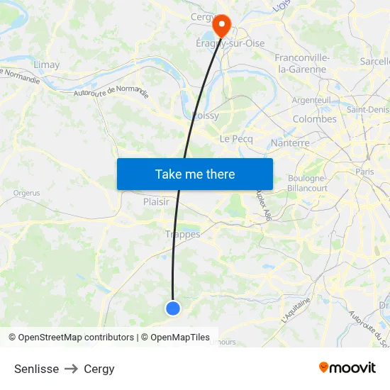 Senlisse to Cergy map