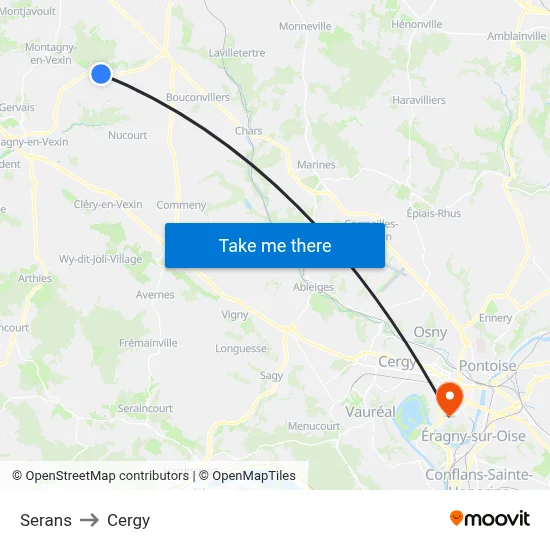Serans to Cergy map