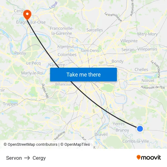 Servon to Cergy map